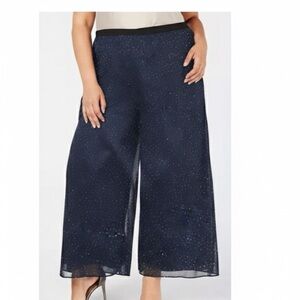 MSK Navy Blue Glittery Palazzo Pants XXL